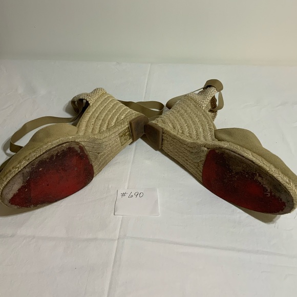 Christian Louboutin Canvas D'Orsay Espadrills
Tan, Round-Toes, Wedge Heel - Picture 10 of 15